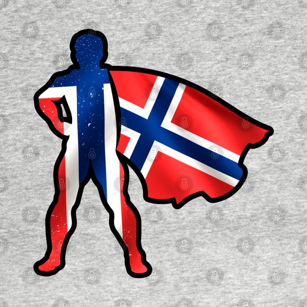 Norway Hero Wearing Cape of Norway Flag Brave and Hope by Mochabonk